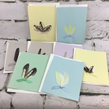 Vintage Handcrafted Notecards Exotic Bird Feathers Lot Of 8 In Pastel Colors #1 - £11.64 GBP