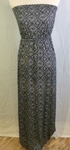Women&#39;s Old Navy Black White Tan Geometric Long Strapless Maxi Dress S P - £15.46 GBP