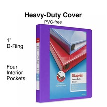 Staples Heavy Duty 1" 3-Ring View Binder Purple (24673-US) 82707 - £16.65 GBP