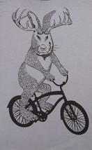 Jackalope on a bike t shirt- american apparel slate gray- sizes S, M, L ... - £17.17 GBP