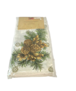 Fall Pinecone Damask White Napkins set of 4 Benson Mills 19 x 19 inches - $15.83