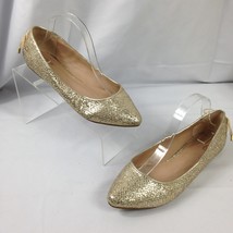 Mix No. 6 Women&#39;s Size  Sparkly Gold Ballet Flats Shoes Pointed Toe Used - £8.77 GBP
