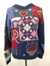 S5 Vtg Woolrich Women Sz M 100% Wool Crewneck Sweater Country Novelty Heart - £15.39 GBP