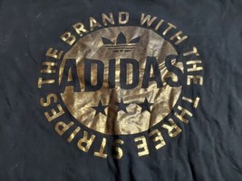 Adidas Trefoil Logo Gold Leaf Graphic T-Shirt Large Black Three Stripes - £11.06 GBP