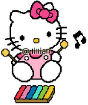new HELLO KITTY WITH MUSIC INSTRUMENT Counted Cross Stitch PATTERN - $2.92