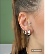 Geometric Hoop Earrings 18k Gold Filled Silver Color Luxury Jewelry - £11.02 GBP