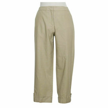 Eileen Fisher Khaki Light Organic Cotton Canvas Cuffed Cropped Pants Ps - £72.15 GBP