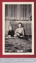 Boys and Their Christmas Toy Train Set - Antique Snapshot Photo (1939) - $12.25