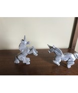 Pair Set 2 HAND CARVED  ALABASTER MARBLE UNICORN FIGURINES Statues 6&quot; - $467.67 MXN