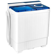 Costway 26lbs Semi-automatic Washing Machine Portable W/Built-in Drain Pump Blue - £230.39 GBP