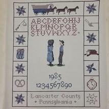 ABC Sampler Embroidery Finished Amish PA Dutch Farmhouse Country Folk Ar... - $22.95