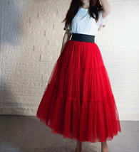 Dusty Blue A-line Layered Tulle Skirt Women Custom Plus Size Tulle Maxi Skirt image 7