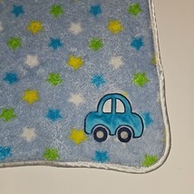 Baby Gear Blue Car Fleece Baby Blanket Green Yellow White Stars Lovey 30x36 - £31.10 GBP