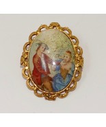 Vintage Cameo Courting Couple Gold Tone Brooch Pin - £27.52 GBP