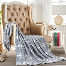 Gray Anchor All Season Velvet Blanket Cozy Warm Throw Size Blanket - £18.90 GBP