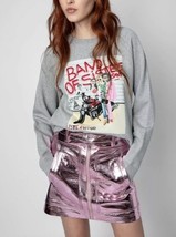 Zadig &amp;V oltaire John Metal Skirt Leather Pink Barbie $698, Sz 40 or  L ... - $1,629.70 MXN
