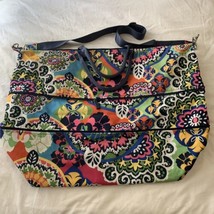 Vera Bradley Lighten Up Multicolor Floral Adjustable Strap Expandable Travel Bag - £31.71 GBP