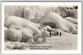 NY Niagara Falls Frozen Ice Mountains Below Falls Schira Photo RPPC Postcard A26 - £15.67 GBP