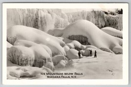 NY Niagara Falls Frozen Ice Mountains Below Falls Schira Photo RPPC Postcard A26 - £15.01 GBP