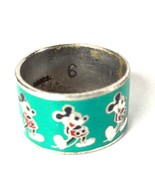 Mickey Mouse Cloisonne / Enamel Wedding Band Metal Ring - Size 6 (Circa ... - $46.59