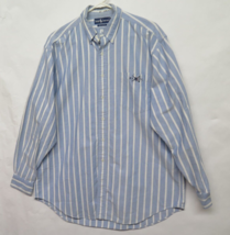 Ralph Lauren Sz L RLPC Oars Striped Blue White LS Cotton Shirt Paddle Club - $18.95