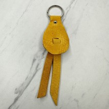 Soft Yellow Leather Fringe Western Boho Keychain Keyring - $6.92