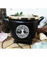 Brass Grated Tray Celtic Golden Tree of Life Imprinted Cauldron Incense ... - $40.73 CAD