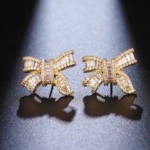 Elegant Cubic Zirconia Bowknot Earrings for Women Wedding Stud Earrings Party Gi - £9.41 GBP