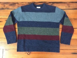American Eagle Heather Lambs Wool Crewneck Striped Knitted Sweater Men L... - $36.99