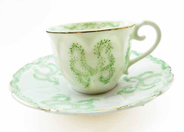 MOJAE China Factory of JAPAN Demitasse Tea Cup and Saucer Set 1940s Ivy Wreath G - £19.51 GBP