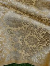 Indian Banarasi Brocade Fabric Beige &amp; Gold Fabric Wedding Dress Fabric ... - £5.95 GBP+
