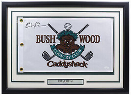 Chevy Chase Encadré Signé Bush Bois Caddyshack Golf Drapeau JSA - £224.80 GBP