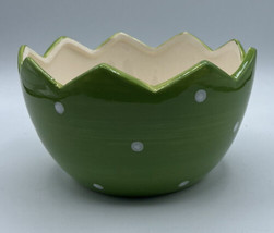 Bowl Planter Candy Dish Design Pac Hand wash Only No Micro Green White China 6&quot; - £6.84 GBP