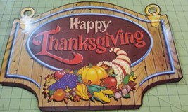 Beistle Vintage 1978 Thanksgiving Sign Cut Out Hanging Decoration 18x12 - £25.79 GBP