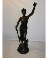 Antique 1800s French Bronze Spelter Statue Victorian Woman - Fabrique Fr... - £172.27 GBP