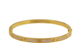 Cartier Love Small Bracelet Yellow Gold, Pave Diamonds Size 17 - £17,434.26 GBP