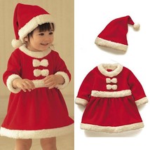 Kids Christmas Santa Claus Costume Girls Bowknot Dress Boys Xmas Suit Wi... - £17.39 GBP