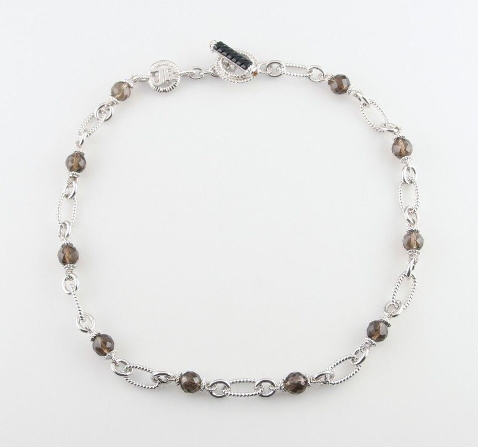 Primary image for Judith Ripka Sterling Silver Chain Toggle Necklace w/ Smoky Quartz Beads 18"