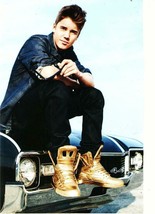 Justin Bieber teen magazine pinup clipping double sided gold shoes on a car - $5.00