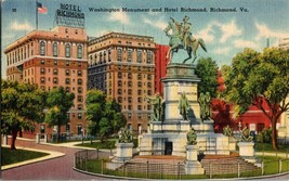 Postcard Hotel Richmond VA Washington Monument Linen Unposted - £7.58 GBP