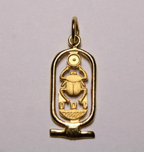Egyptian Hand Crafted 18K Yellow Gold Cartouche Scarab Pendant 1.8 Gr - £225.46 GBP
