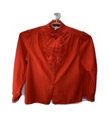 Vintage Secretary Ruffle Blouse Style Trip 1970s 1980s Red Long Sleeve P... - $533.78 MXN