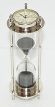 Vintage Maritime Brass Sand Timer Marine Nautical Hourglass with Clock, ... - £24.25 GBP