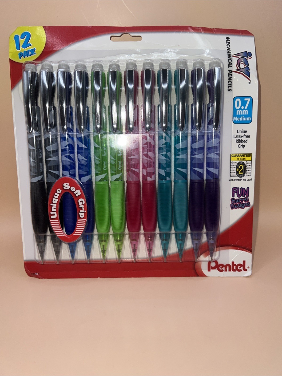 12 Pentel Razzle Dazzle Icy Automatic Pencil 0.7 mm Assorted Barrel Colors NEW Item image 2