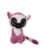 Ty Beanie Boos LeeAnn Lemur Pink White Glitter Eyes Plush Stuffed Animal... - $14.89