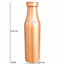 Prisha India Craft Pure Copper Bottle, lacquer Coated Seamless Water Bottles, Ca - £35.52 GBP