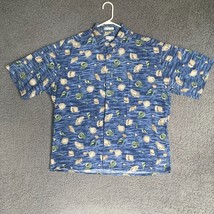 Pierre Cardin Shirt Adult XXL Seashell Hawaiian Button Up Cotton Camp Outdoor - £14.00 GBP