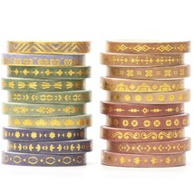 Skinny Gold Washi Tape Set Basic Foil Print Decorative Masking Tapes For... - $17.99