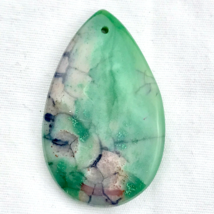 Dragon Vein Agate Pendant Stone Rock Cut Polished Drilled Green Clear White - $10.50