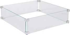 Squareare - 22.5 Inches Fire Sense Fire Pit Wind Guard Clear Glass Tempered - $58.69